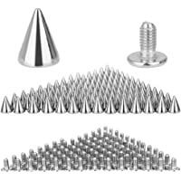 DECARETA 100 Piezas Remaches Punk Plateado-Cono Picos con Tornillo-Remaches Tachuelas DIY Craft Cool Punk Para la…